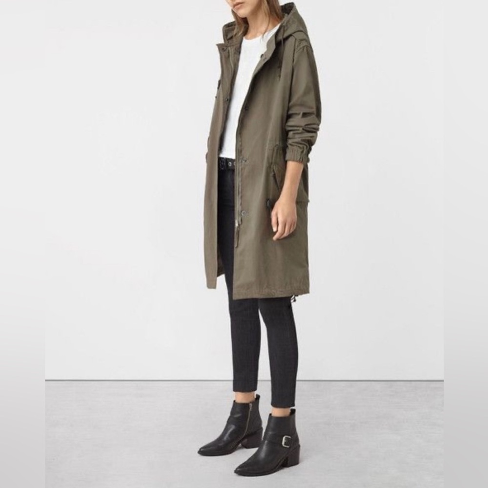AllSaints Caden Khaki Army Green Jacket Size US 2/UK 6